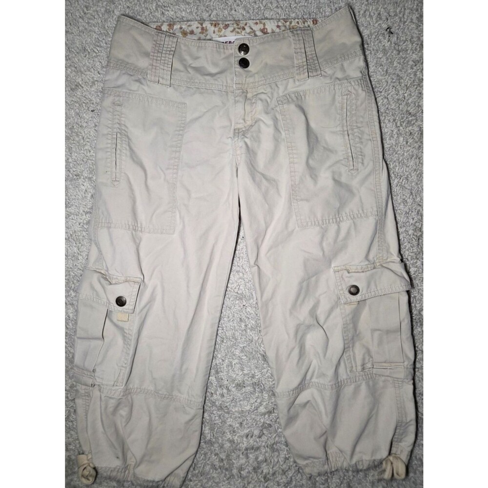 Abercrombie & Fitch Cargo Capri Pants Beige Utility Pockets Women’s Size 0